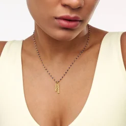 Soltale Royal Blue Singapore Chain Name Necklace- Gold Vermeil