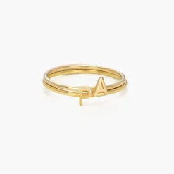 Stackable Inez Initial Ring - Gold Vermeil