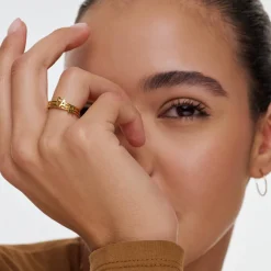 Stackable Inez Initial Ring - Gold Vermeil