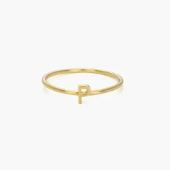 Stackable Inez Initial Ring - Gold Vermeil