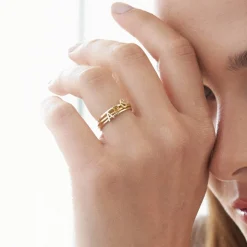 Stackable Inez Initial Ring - 14K Solid Gold