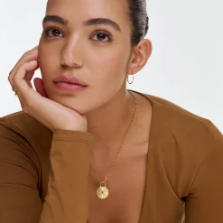 Sun Compass Initials Necklace with Cubic Zirconia - Gold Vermeil