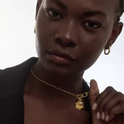 The Charmer Heirloom Initials Necklace with Diamond- Gold Vermeil