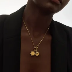 The Charmer Heirloom Initials Necklace with Diamond- Gold Vermeil