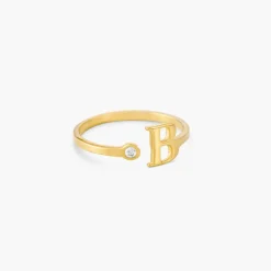Tiny Initial Ring - Gold Vermeil
