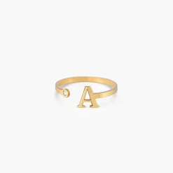 Tiny Initial Ring - 10K Solid Gold