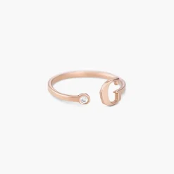 Tiny Initial Ring - Rose Gold Vermeil