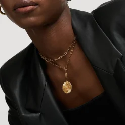 Tyra Initial Medallion Necklace - Gold Vermeil
