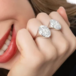 Tyra Initial Medallion Ring - Silver