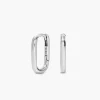 U Shape Hoop Earrings - Silver