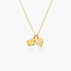 Willow Card Initials Necklace with Diamond - Gold Vermeil