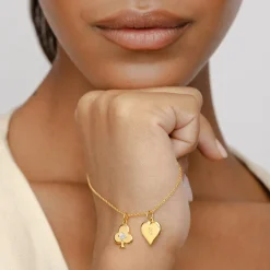 Willow Card Initials Necklace with Diamond - Gold Vermeil