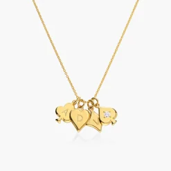 Willow Card Initials Necklace with Diamond - Gold Vermeil