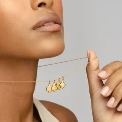 Willow Card Initials Necklace with Diamond - Gold Vermeil