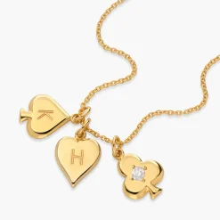 Willow Card Initials Necklace with Diamond - Gold Vermeil