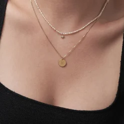 Willow Disc Initial Necklace - Gold Vermeil