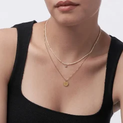 Willow Disc Initial Necklace - Gold Vermeil