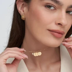 Willow Disc Initial Necklace With 0.2 Ct Heart Shaped Diamond - Gold Vermeil