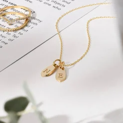 Willow Drop Initial Necklace - 14K Solid Gold