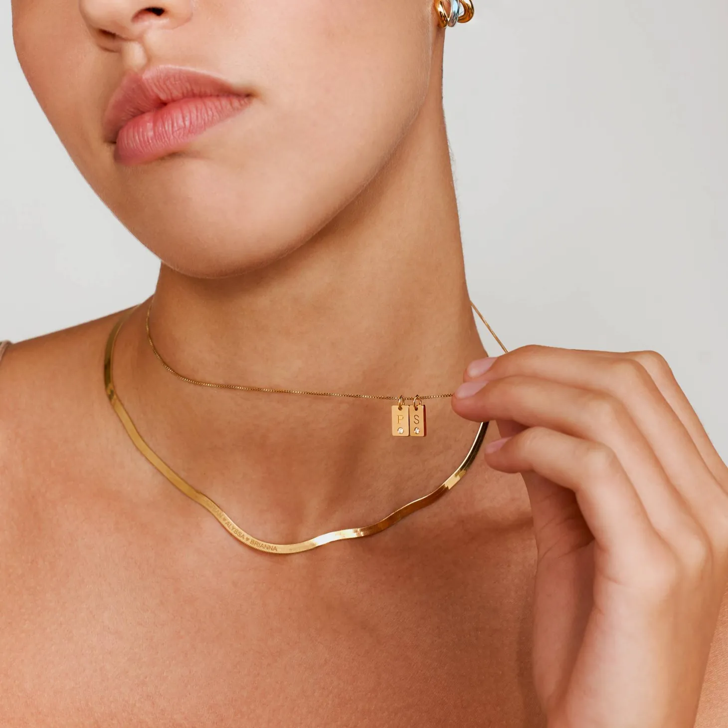 Willow Tag Initial Necklace with Diamond - Gold Vermeil