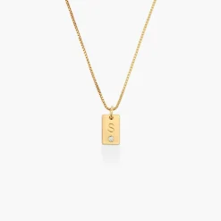 Willow Tag Initial Necklace with Diamond - Gold Vermeil