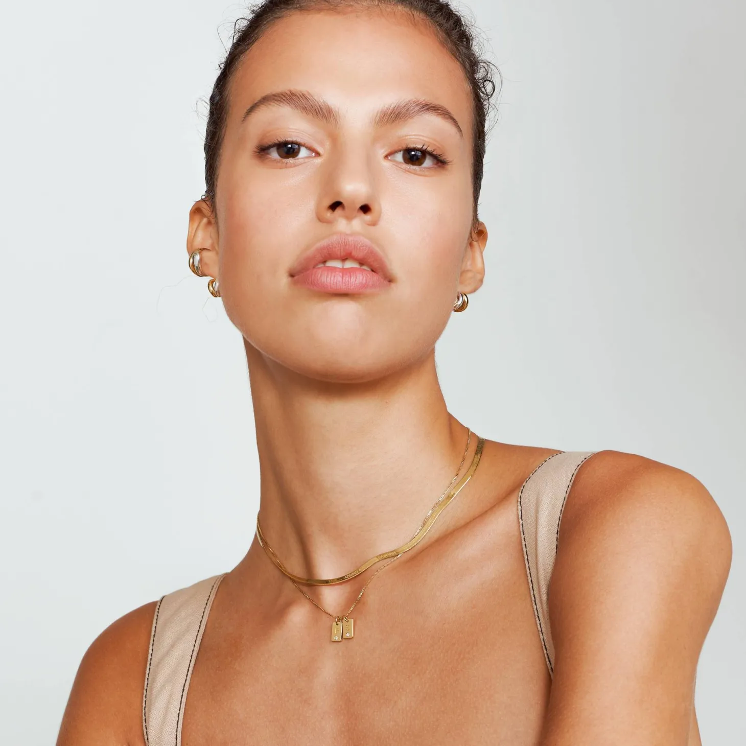 Willow Tag Initial Necklace with Diamond - Gold Vermeil