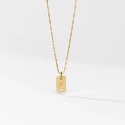 Willow Tag Initial Necklace with Diamond - Gold Vermeil