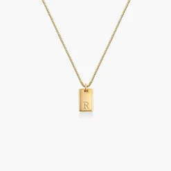 Willow Tag Initial Necklace - Gold Vermeil