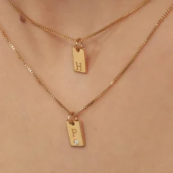 Willow Tag Initial Necklace - Gold Vermeil