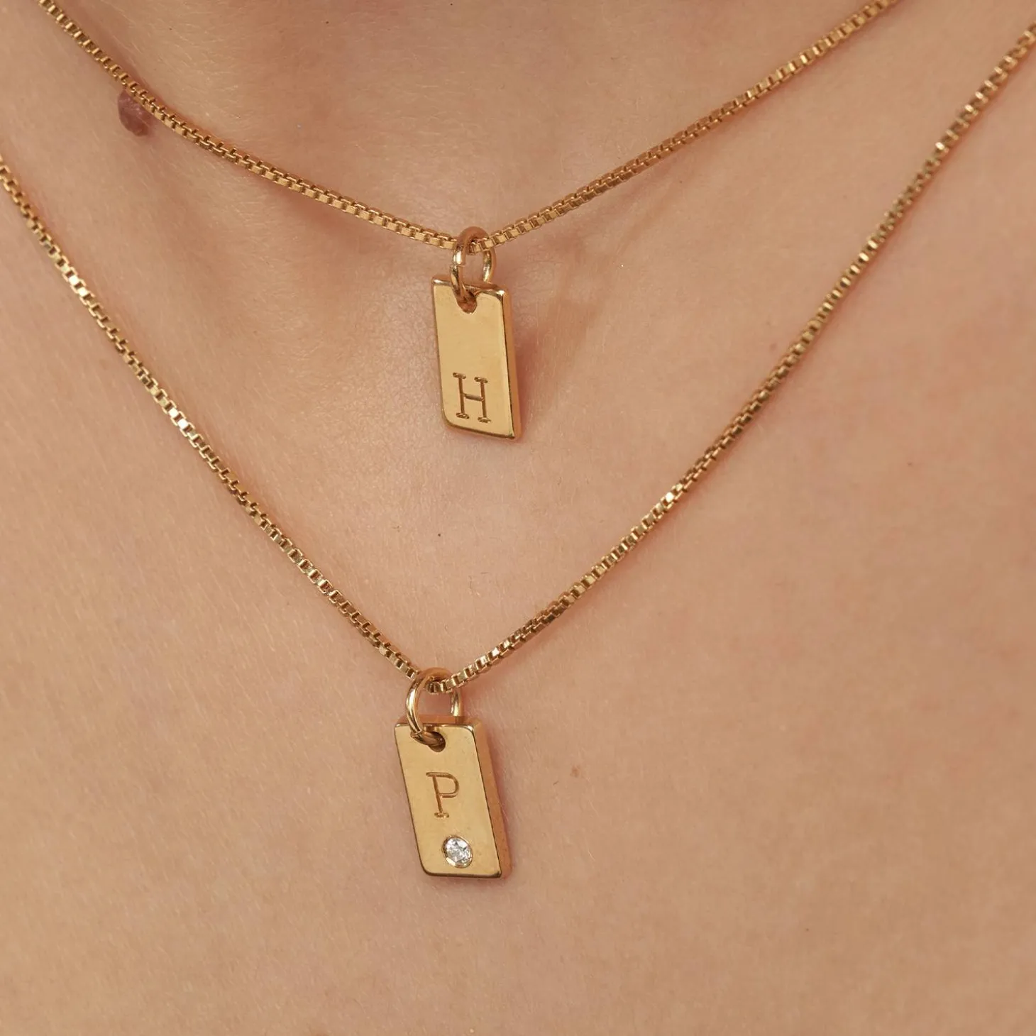 Willow Tag Initial Necklace - Gold Vermeil